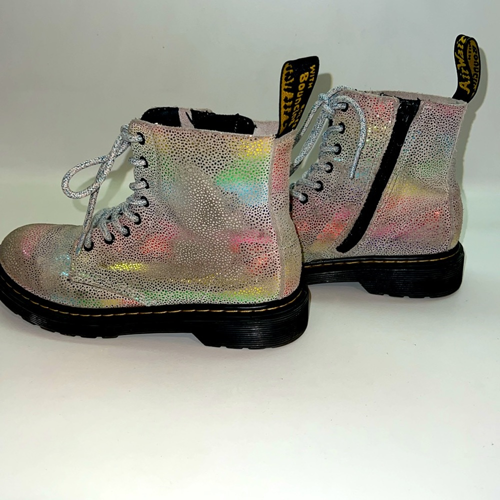 Nearly new Dr. Martens Junior 1460 Pascal Rainbow Iridescent Combat Boots